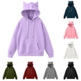 thumbnail image 1 of Sweatshirts for Women, Women's Casual Solid Color Round Neck Long Sleeved Top Loose Hooded Sweatshirts, Purple S, 1 of 6