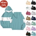thumbnail image 1 of Sweatshirts for Women, Women's Contrasting Blouses Hooded Sweatshirts Long Sleeved Pocket Fashion Top, Green S, 1 of 6