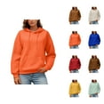 thumbnail image 1 of Sweatshirts for Women Women's Solid Sweatshirt Ladies' Fashionable And Casual Solid Color Round Neck Long Sleeved Pocket Sweatshirt And Hoodie, 1 of 5
