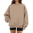 thumbnail image 1 of Sweatshirts for Women&nbsp;Oversized Crewneck Long Sleeve Pullover Tops Fall Winter Casual Loose Fit Athletic Tunic Daily Light Brown XL, 1 of 5