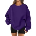 thumbnail image 1 of Sweatshirts for Women&nbsp;Oversized Crewneck Long Sleeve Pullover Tops Fall Winter Casual Loose Fit Athletic Tunic Daily Purple S, 1 of 5