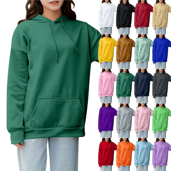 Sweatshirts for Women with Hoodies Long Sleeve Plus Size Solid Color Workout Blouse Tops Casual Loose Outdoor Shirt for Women Army Green 4XL