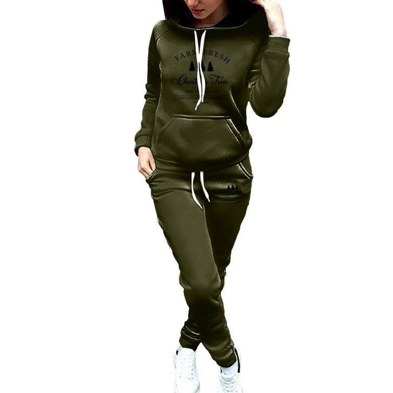 Sweatsuit Ladies Sports Printed Casual Sweatshirt Long Pants Set 2024 Track Suits Comfortable Sportswear Sets Matching Sets Prime Deals Today Walmart