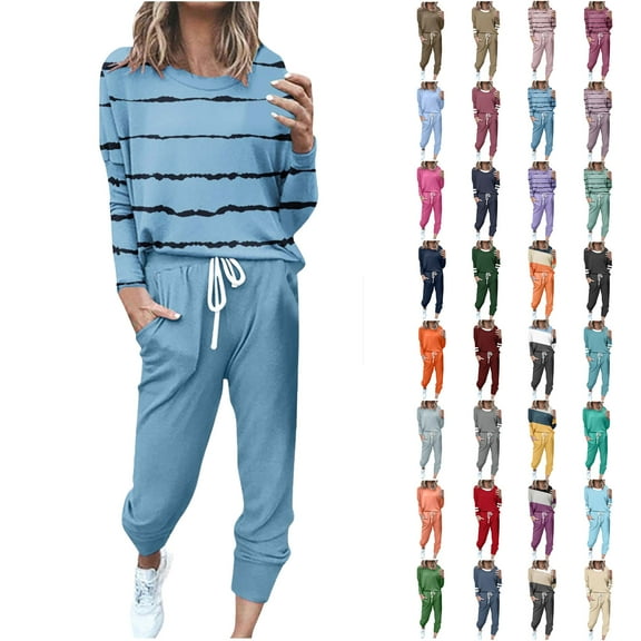 Sweatsuit Sets for Women 2 Piece Lounge Set Loose Jogger Sets Fall Outfits Sets Solid Tracksuits with Pockets