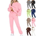thumbnail image 1 of Sweatsuit Women 2 Piece Outfits Oversized Crew Neck Sweatshirt Jogger Pants Set with Pockets Soft Loungewear Streetwear Tracksuit Outfit M, 1 of 8