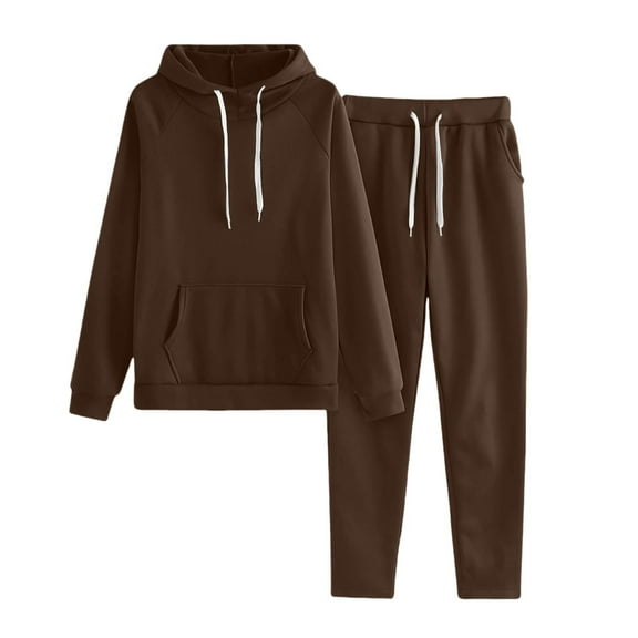 Sweatsuit for Women 2 Piece Fall Outfits Pullover Hoodies Sweatpants Drawstring Long Sleeve Lounge Sets, XXL