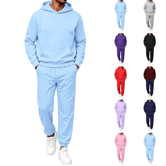 Sweatsuits 2 Piece Set Mens Sweatpants Matching Hoodie Sets Work Out Casual Athletic Tracksuits Jogging Suit Sky Blue S