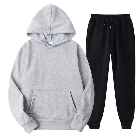Sweatsuits 2 Piece Womens Sets, Unisex Hoodie and Sweatpant Joggers Outfits Long Sleeve Sweat Tracksuits Sportswear (XX-Large, Gray)