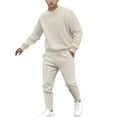 thumbnail image 1 of Sweatsuits 2 Piece for Men Casual Sports Long Sleeve Pullover Sweatshirt and Jogger Pant Sets Solid Sweat Suits (S, Khaki), 1 of 5