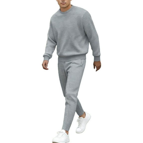 Sweatsuits 2 Piece for Men Casual Sports Long Sleeve Pullover Sweatshirt and Jogger Pant Sets Solid Sweat Suits (XL, Gray)