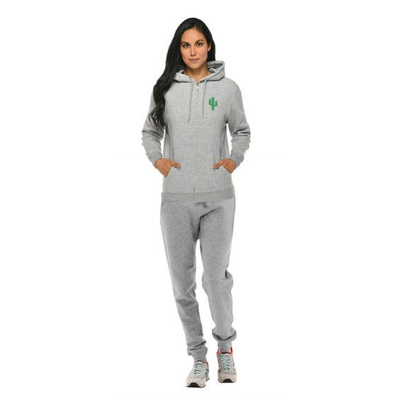 Sweatsuits 2Pcs Sets for Mens Women Tracksuit Unisex Zipped Pullover Hoodie Sweatpant Tracksuit Sets Track Suit Set Casual Sport Tops Jogging Set - Cactus Design on Top