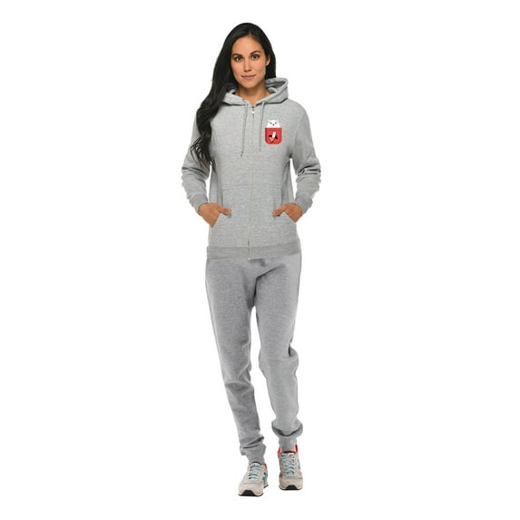 Sweatsuits 2Pcs Sets for Mens Women Tracksuit Unisex Zipped Pullover Hoodie Sweatpant Tracksuit Sets Track Suit Set Casual Sport Tops Jogging Set - Kitty Design on Top