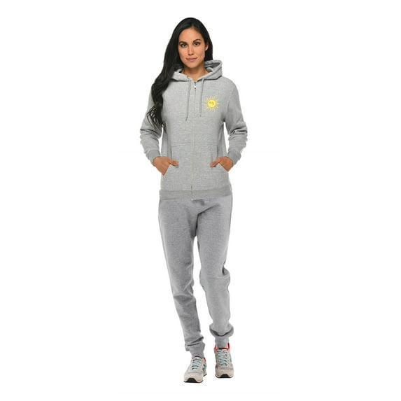 Sweatsuits 2Pcs Sets for Mens Women Tracksuit Unisex Zipped Pullover Hoodie Sweatpant Tracksuit Sets Track Suit Set Casual Sport Tops Jogging Set - Sun Design on Top