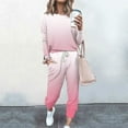 thumbnail image 1 of Sweatsuits 2pcs Sets Womens Jogger Set Solid Color Leisure Fashion Loose Round neck Long Sleeved Two Piece Sweatpants Joggers Pink Size 2XL, 1 of 1
