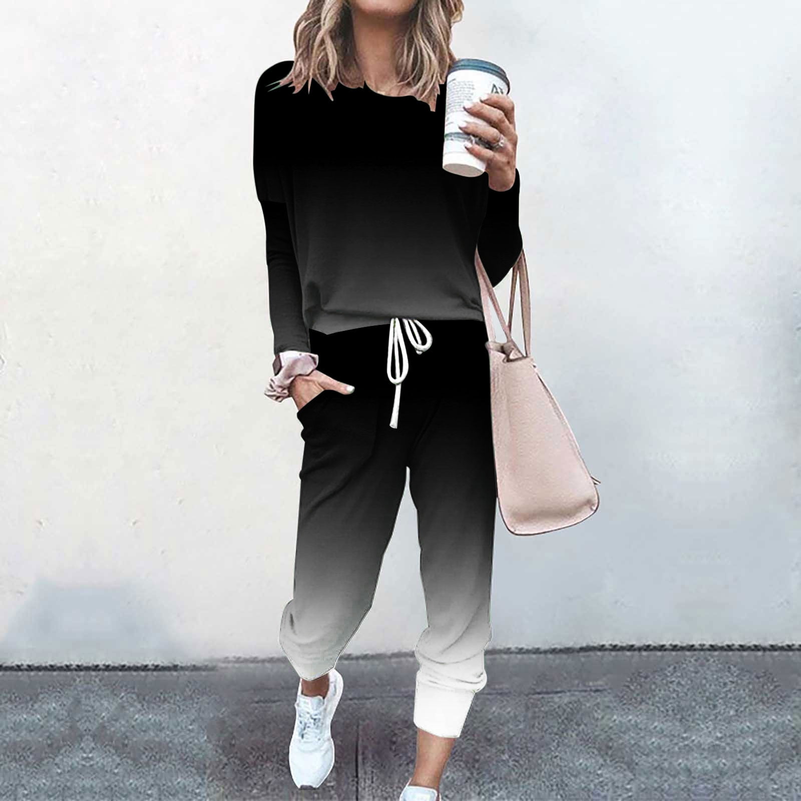 Drop Shoulder Loose Sweatshirt and Joggers Active Set (Other Colors)(Extended Sizes)