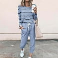 thumbnail image 1 of Sweatsuits 2pcs Sets Womens Jogger Set Round neck Long Sleeved Wave Leisure Fashion Loose Two Piece Sweatpants Joggers Sky Blue Size M, 1 of 5