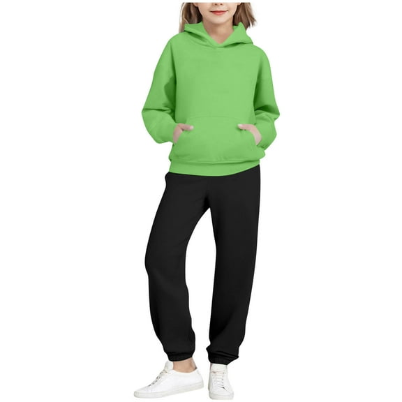 Sweatsuits Boys Girls 2 Piece Jogging Outfits Sportswear Long Sleeve Hoodie and Jogger Pant Sets Kids 2-14 Years (9 Years, Mint Green)