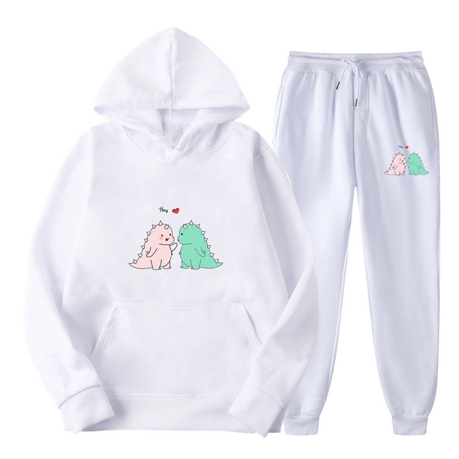 Sweatsuits Cute Dinosaur Hoodie and Joggers Pants Set Cute Dino Print Sports Two Piece Outfits for Women Men Walmart