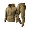 thumbnail image 1 of Sweatsuits For Men 2 Piece Sets Fleece Lined Sweatsuits Thermal Two Piece Tracksuit Set Sweatshirt Solid Color Hoodie with Cargo Joggers Sweat Suits, 1 of 2