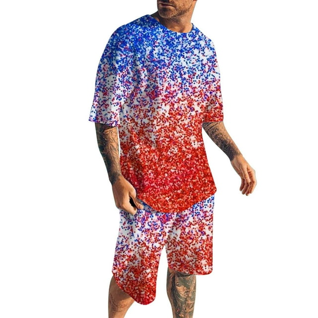 Sweatsuits For Men Men Summer Outfit Beach Short Sleeve Printed Shirt ...