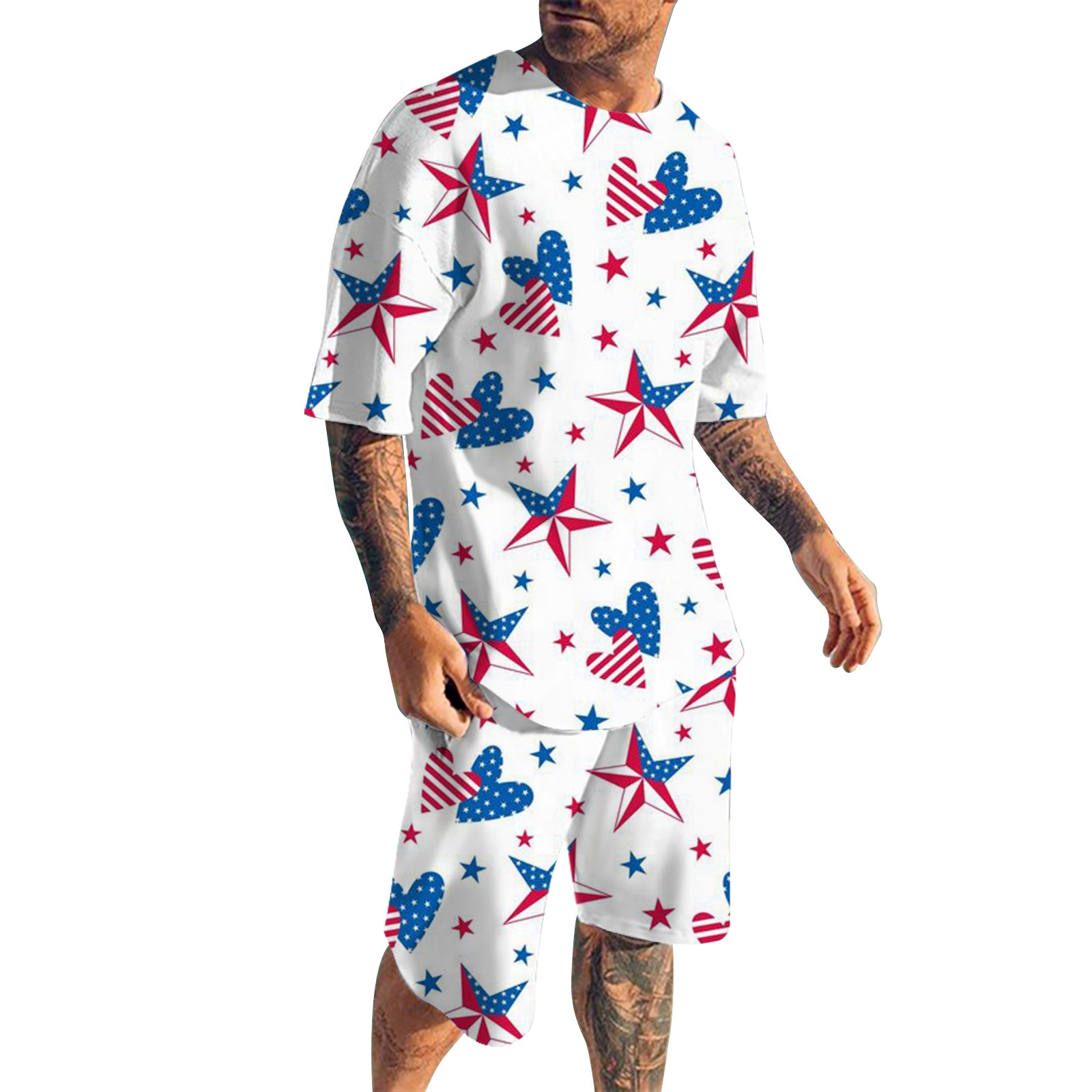 Sweatsuits For Men Men Summer Outfit Beach Short Sleeve Printed Shirt ...