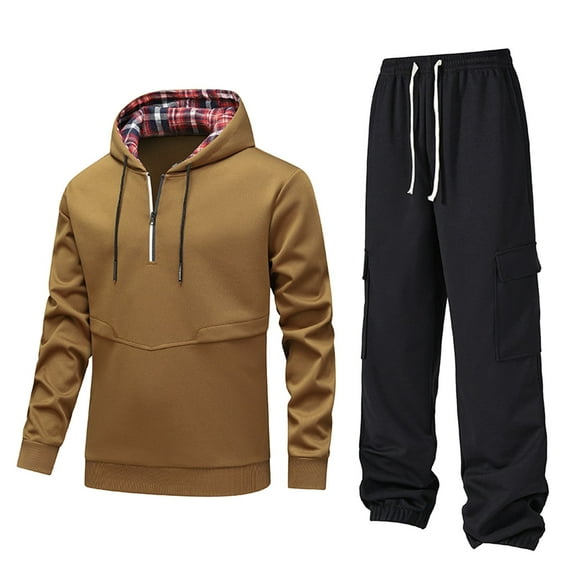 Sweatsuits For Men Set 2 Piece Design, Mens Hoodie Tracksuit Jogging Suit Casual Outfit Athletic Sweatsuit with Pockets Suits (M,Brown)