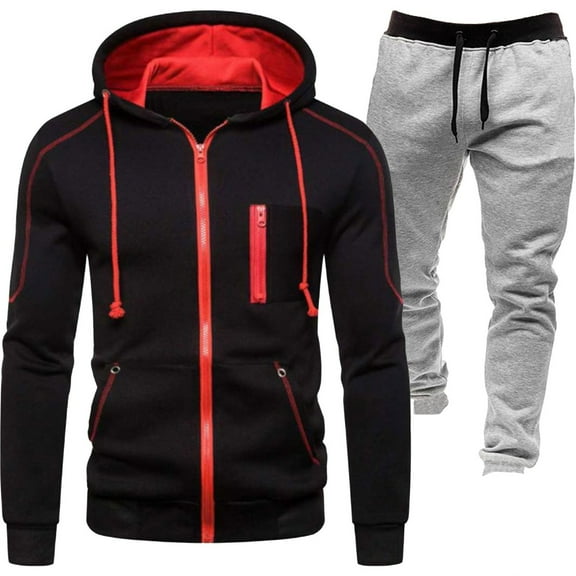 Sweatsuits For Men Set 2 Piece, Men's Tracksuits Outfit Outfits Hooded Athletic Tracksuit Casual Jogging Sweatsuits (XL,Black)