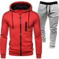 thumbnail image 1 of Sweatsuits For Men Set Big And Tall, Men's Tracksuits 2 Piece Outfit Outfits Hooded Athletic Tracksuit Jogging Suit (XL,Red), 1 of 2