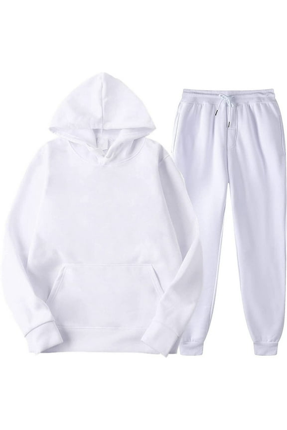 Sweatsuits For Women Set 2 Piece Teen Girls Sets 2 Piece Outfits Dressy Hooded Sweatshirt Sport Pants White L