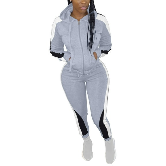 Sweatsuits For Women Sevevn Womens Casual Color Block 2 Piece Outfit Long Pant Set Sweatsuits Tracksuits