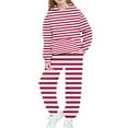 thumbnail image 1 of Sweatsuits Kids 2 Piece Joggers Set Cozy Hoodie and Pants with Pockets Fashion Casual Sportswear Boys Girls 4-15Y (12-13 Years, Red|Stripes), 1 of 6