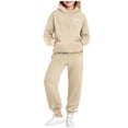 thumbnail image 1 of Sweatsuits Kids 2 Piece Joggers Set Cozy Hoodie and Pants with Pockets Fashion Casual Sportswear Boys Girls 4-15Y (8-9 Years, Beige|Heart), 1 of 5