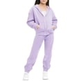 thumbnail image 1 of Sweatsuits Kids 2 Piece Zip Hoodie Jacket and Joggers Pant Sets Girl Boy Cotton Fleece Fall Sports Track Outfits (12-13Years, Purple), 1 of 5