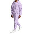 thumbnail image 1 of Sweatsuits Men 2 Piece Outfit Hoodie Jogger Sweatsuit Long Sleeve Solid Hooded Sweatshirt, Leisure Athletic Outfit for Everyday Outdoor Light Purple XXL, 1 of 3