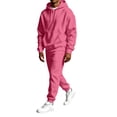 thumbnail image 1 of Sweatsuits Men 2 Piece Outfit Hoodie Jogger Sweatsuit Long Sleeve Solid Hooded Sweatshirt, Leisure Athletic Outfit for Everyday Outdoor Hot Pink XXL, 1 of 3