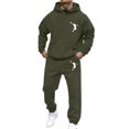 thumbnail image 1 of Sweatsuits Men 2 Piece Outfit Street Print Pullover Sweatshirt And Sweatpant Outfit Jogger Running Training Winter Suit, 1 of 4
