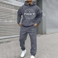 thumbnail image 1 of Sweatsuits for Men Set 2 Piece Casual Letter Print Relaxed Fit Hoodie Sweatshirt and Joggers Sweatpants Sets Fall Winter Long Sleeve Sport Suit with Pocket, 1 of 4