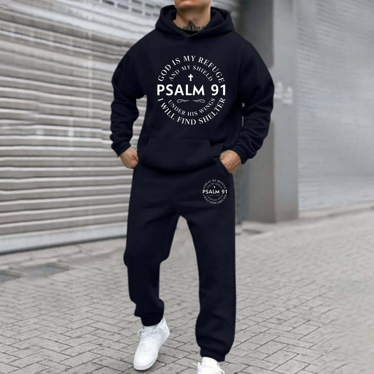 Sweatsuits for Men Set Piece Casual Letter Print Relaxed Fit