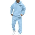 thumbnail image 1 of Sweatsuits for Men Set 2 Piece Casual Solid Color Long Sleeve Letter Printed Pullover Sweatshirt and Sweatpants Tracksuits Comfortable Soft Jogging Suit, 1 of 4