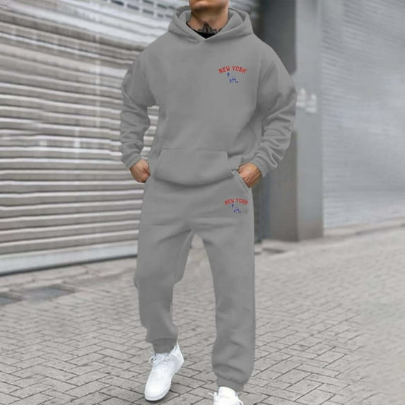 Sweatsuits for Men Set 2 Piece Classic Solid Color Casual Hoodie Sweatshirt and Joggers Sweatpants Sets Running Fall Fashion Sport Suits Winter Clothes Outfits