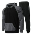 thumbnail image 1 of Sweatsuits for Men Set 2 Piece Color Patchwork Drawstring Hoodie Sweatshirt And Joggers Sweatpants Sets Fall Winter Long Sleeve Pullover Suit with Zipper Pocket, 1 of 8