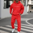 thumbnail image 1 of Sweatsuits for Men Set 2 Piece Letter Graphic Hoodie Sweatshirt and Drawstring Sweatpants Sets Casual Solid Fall Fashion Pullover Suits Winter Clothes Outfits, 1 of 5
