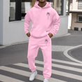 thumbnail image 1 of Sweatsuits for Men Set 2 Piece Letter Graphic Hoodie Sweatshirt and Drawstring Sweatpants Sets Casual Solid Fall Winter Long Sleeve Pullover Suit with Pocket Pink M, 1 of 5