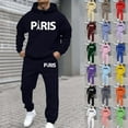 thumbnail image 1 of Sweatsuits For Men Set 2 Piece Letter Print Casual Hoodies Sweatshirt And Joggers Sweatpants Set Loose Street Fall Winter Long Sleeve Sport Suit Set With Pocket, 1 of 5