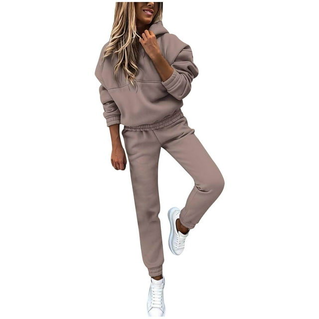 Cropped Hoodie Women's Fleece Piece Outfits Sweatsuits,Women's
