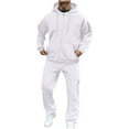 thumbnail image 1 of Sweatsuits Sets Sweat Suits for Men 2 Piece Pullover Sweatshirt and Cargo Sweatpants Sets Casual Athletic Track Jogging 2025 Sweat Suits Zip Solid Color Tracksuit Sets with Pockets for Men,White L, 1 of 7