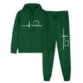 thumbnail image 1 of Sweatsuits Women 2 Piece Cotton Jogging Outfits 4 Pockets Hoodie and Jogger Pant Sets Sweatpant Sportswear Fall (3XL, Green 01), 1 of 7