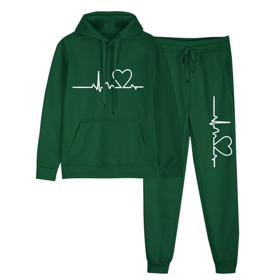 Sweatsuits Women 2 Piece Cotton Jogging Outfits 4 Pockets Hoodie and Jogger Pant Sets Sweatpant Sportswear Fall (3XL, Green 01)