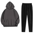thumbnail image 1 of Sweatsuits Women 2 Piece Cotton Jogging Outfits 4 Pockets Hoodie and Jogger Pant Sets Sweatpant Sportswear Fall (XL, Dark Gray), 1 of 6