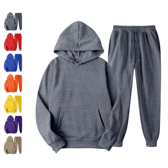 Sweatsuits Women 2 Piece Outfit Comfort Fleece Oversized Hoodie Jogger Sweatpants Set Athleisure Matching Sweat Sets Dark Gray M